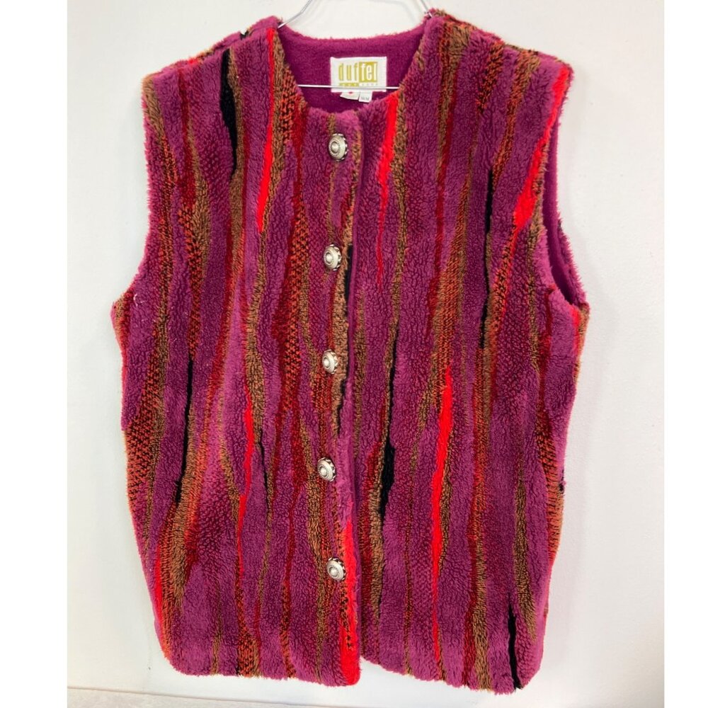 Duffel Outdoor Made in Canada thick Tapestry Fleece Vest Button Down M